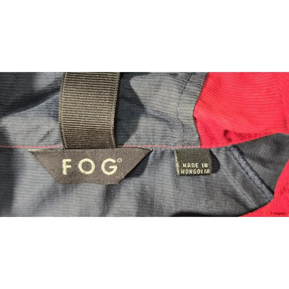FOG By London Fog Men's Hooded Windbreaker Red Blue Zip Up Jacket Size Large